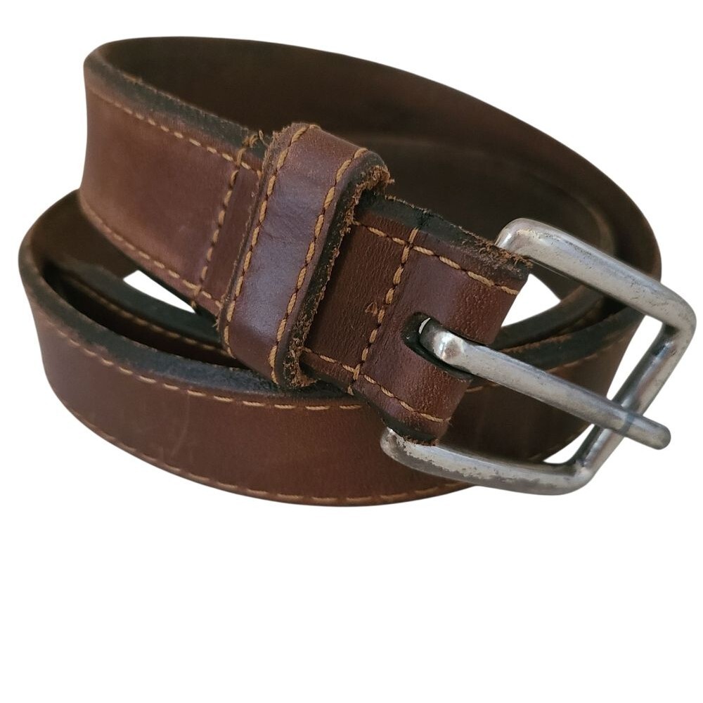 remo tulliani brown leather belt mens 1-1/4" wide waist size 33